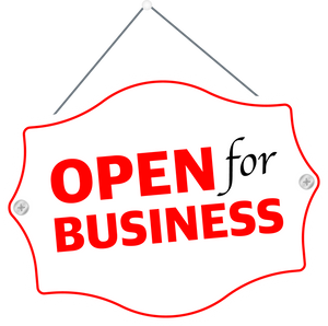 Open for business sign. Flat design for business financial m
